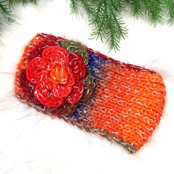 Accessories - Pretty Hand Knit Rainbow Flower Headband